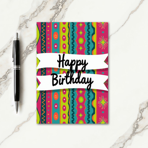Vibrant Folk Art Birthday Card