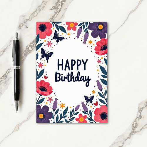 Vibrant Garden Birthday Card