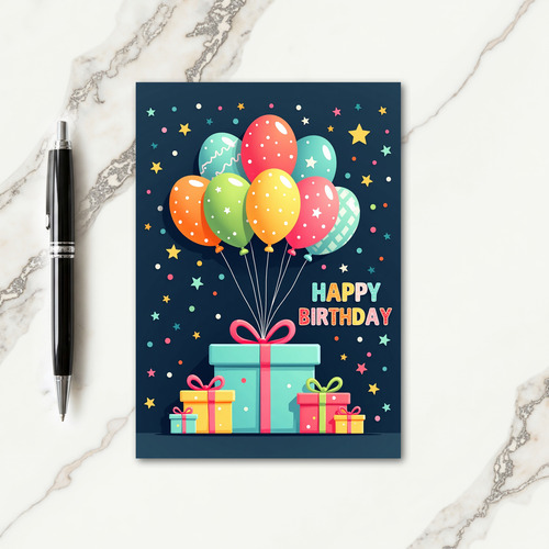 Vibrant Gift Box Birthday Card