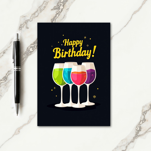 Vibrant Glasses Birthday Card