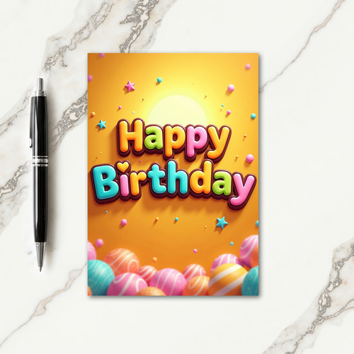 Vibrant Golden Birthday Card