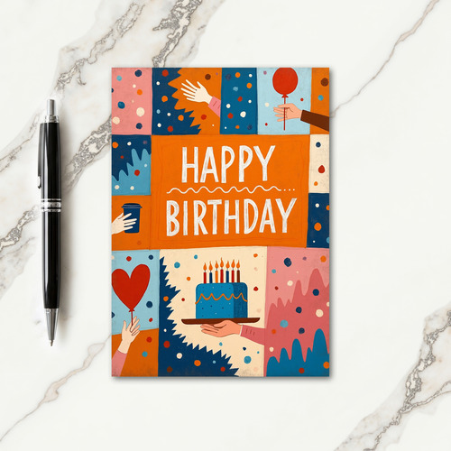 Vibrant Grid Birthday Card