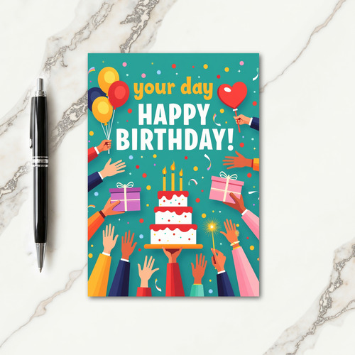 Vibrant Hands Birthday Card
