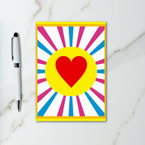 Vibrant Heart Sunburst Card
