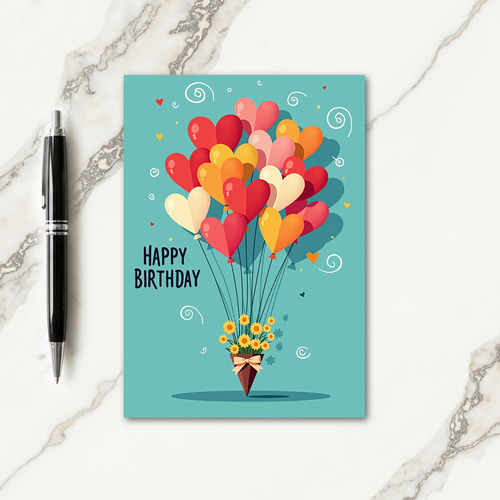 Vibrant Hearts Birthday Card