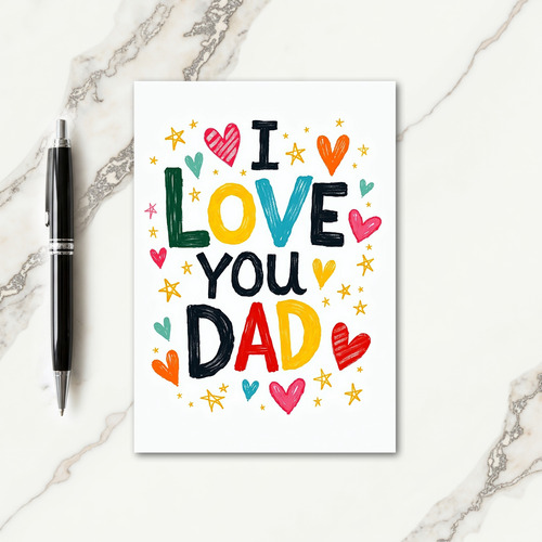 Vibrant I Love Dad Art Card