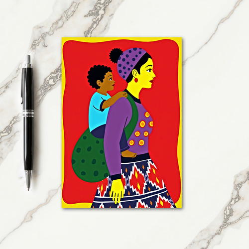 Vibrant Mother Child Art Card