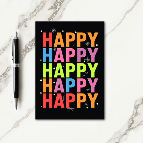 Vibrant Neon Birthday Card