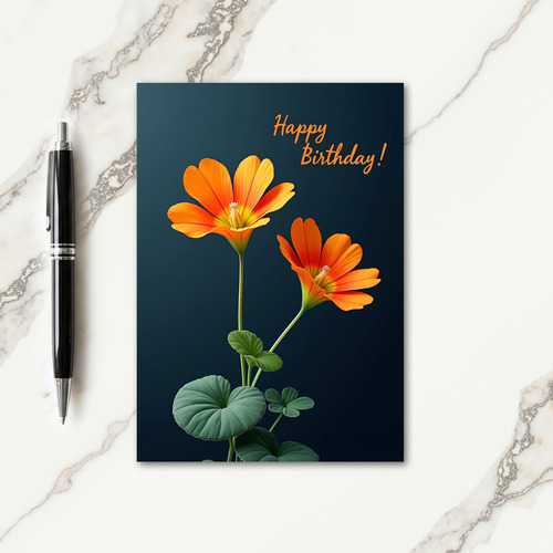 Vibrant Orange Blossom Birthday Card