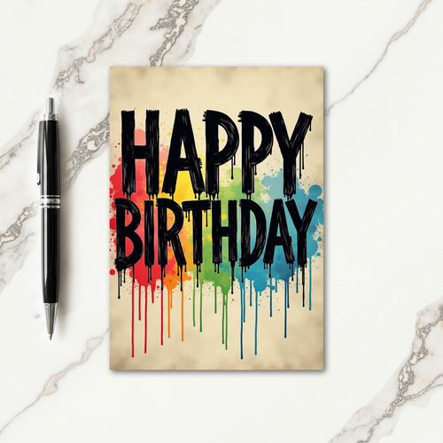 Vibrant Paint Birthday Card