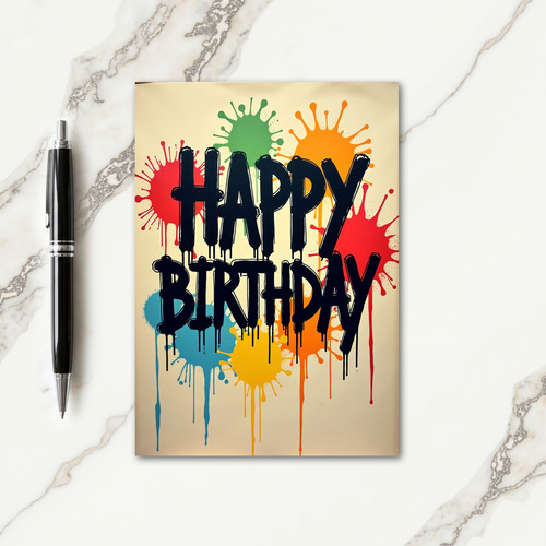 Vibrant Paint Splatter Birthday Card