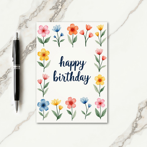 Vibrant Painted Flowers Card