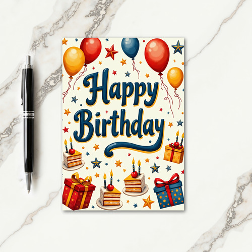 Vibrant Party Balloon Card