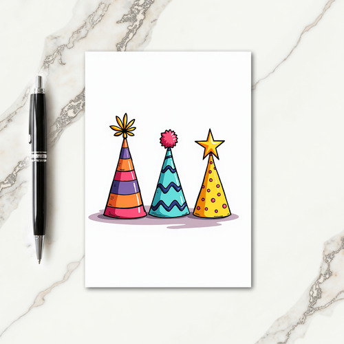 Vibrant Party Hats Birthday Card