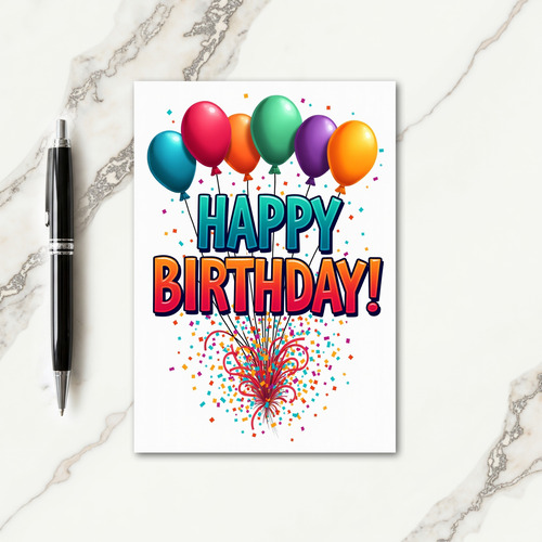 Vibrant Party Text Birthday Card