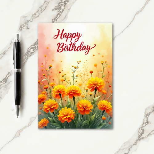 Vibrant Peach Birthday Card