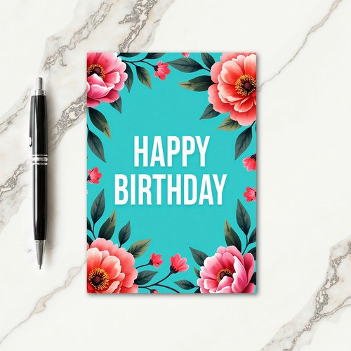Vibrant Peony Birthday Card