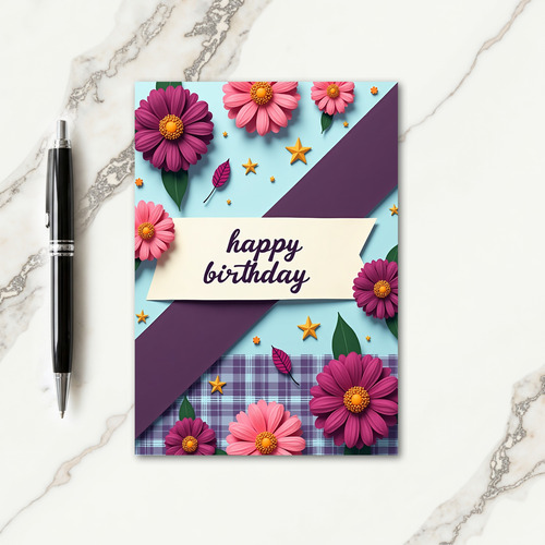 Vibrant Pink Floral Birthday Card
