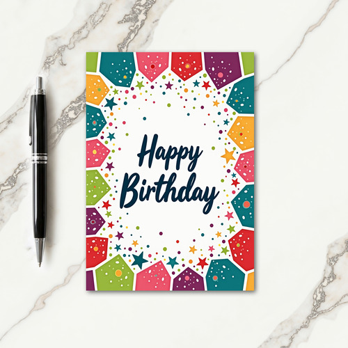 Vibrant Polygon Birthday Card