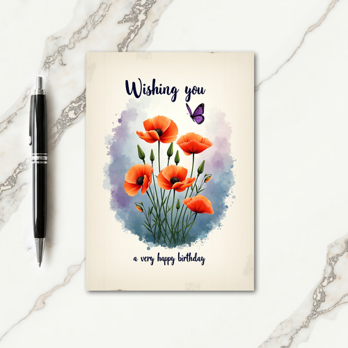 Vibrant Poppy Art Birthday Card