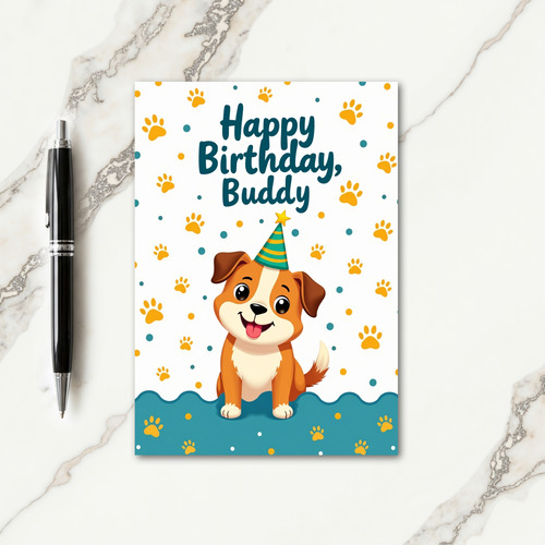 Vibrant Pup Birthday Card