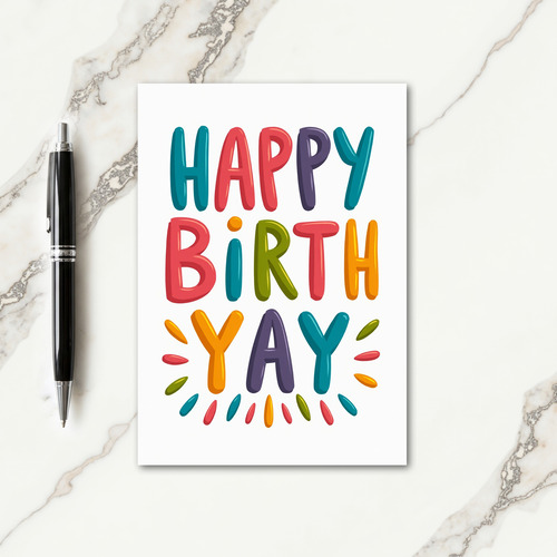 Vibrant Rainbow Text Card
