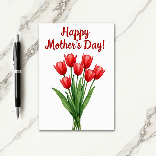 Vibrant Red Bloom Mothers Day Card