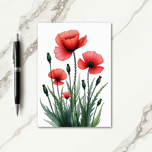 Vibrant Red Floral Day Card