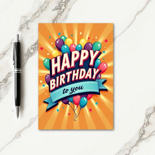 Vibrant Ribbon Birthday Card