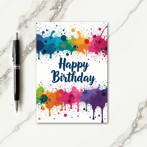 Vibrant Splatter Birthday Card