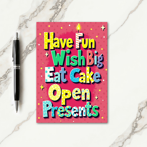 Vibrant Stacked Text Birthday Card