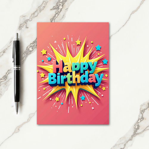 Vibrant Stars Birthday Card