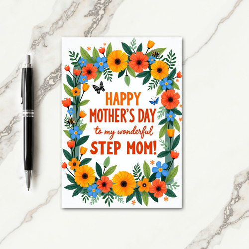 Vibrant Step Mom Day Card