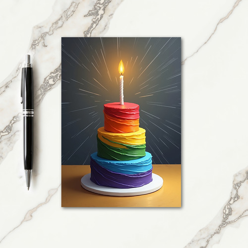 Vibrant Tiered Cake Birthday Card