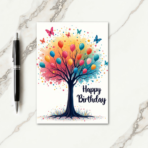 Vibrant Tree Birthday Card