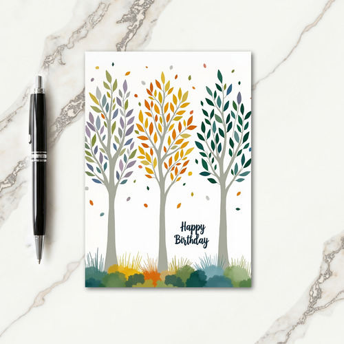 Vibrant Trees Birthday Card