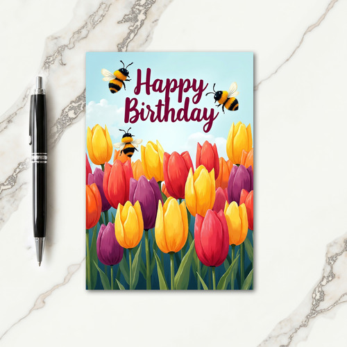 Vibrant Tulip Birthday Card