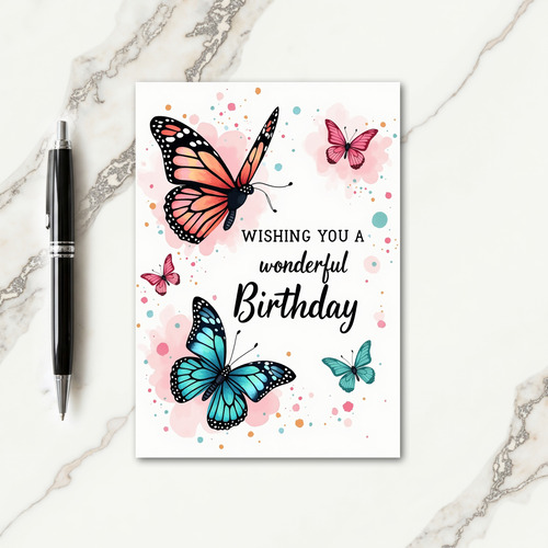 Vibrant Winged Birthday Card