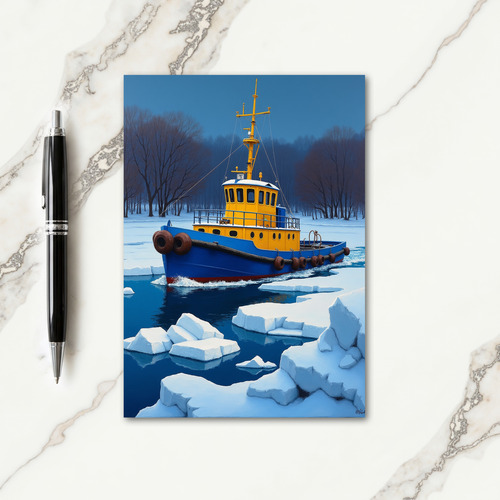 Vibrant Winter Boat Scene Card