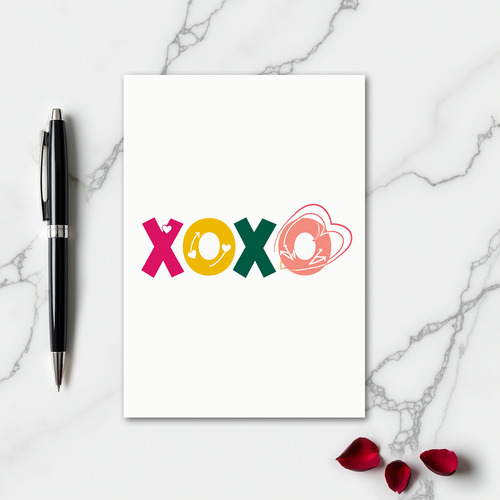 Vibrant Xoxo Hugs And Kisses Card