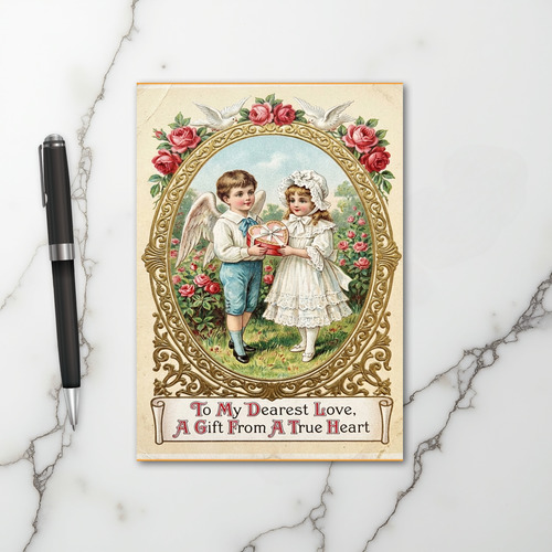 Victorian Valentine Angel Card