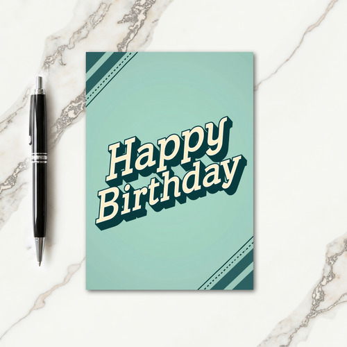 Vintage Aqua Birthday Card