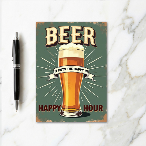 Vintage Beer Happy Hour Card