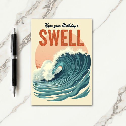 Vintage Birthday Ocean Wave Card
