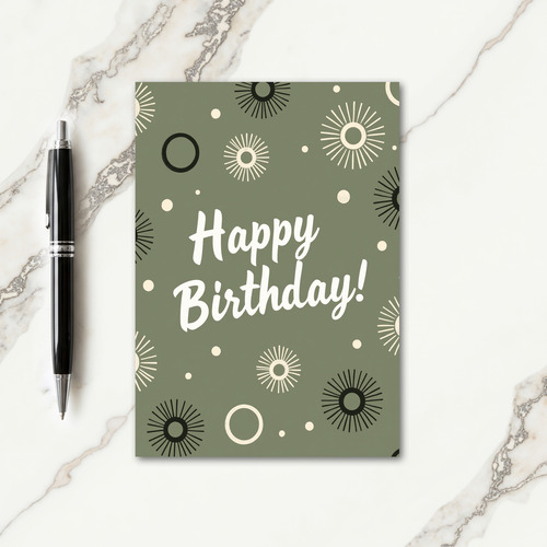 Vintage Birthday Sage Pattern Card