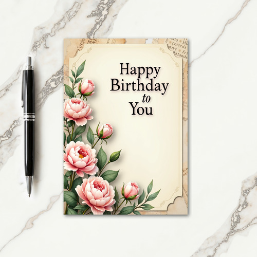 Vintage Birthday Script Card