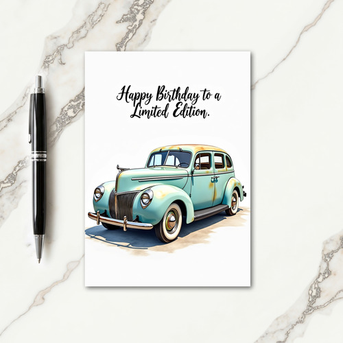 Vintage Birthday Sedan Card