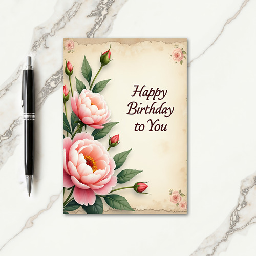 Vintage Bloom Birthday Card