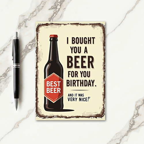 Vintage Bottle Birthday Card