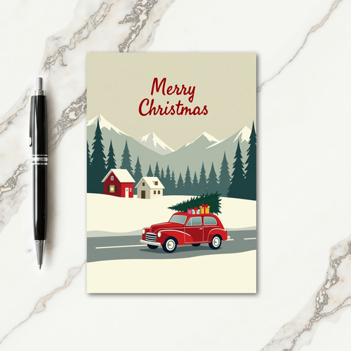 Vintage Car Christmas Card